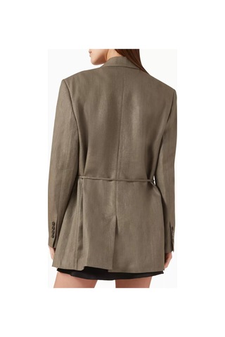 12storeez Kemerli Relax Fit Keten Blazer Kahverengi