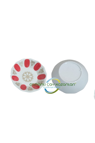 Osmanlı Gültaş Melamin Tabak Altlığı ,kahveci Çay Tabağı 1, Kali Beyaz - Kırmızı