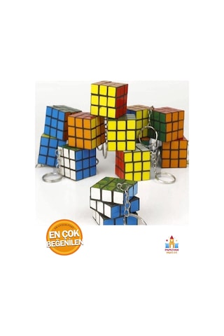 Zeka Küpü Anahtarlık - 12 Adet Mini Rubik Sabır Küpü