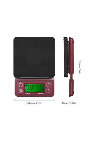 Supermarket1 Çok Amaçlı Mutfak Terazisi: Kahve+fırın Tartımı, 5kg/0.5g Kapasite, Kırmızı Bordo, Hassas Ölçüm Bordo