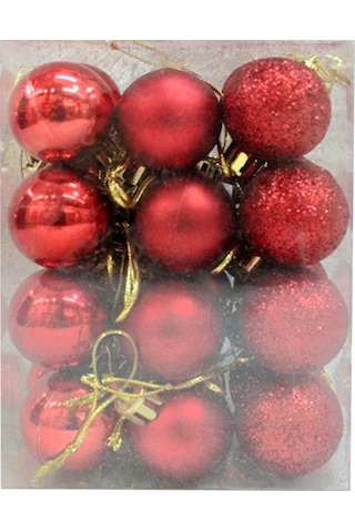 Monyee 3cm 24 Adet Kırmızı Noel Topları - Polistiren Plastik, Mağaza Tavanı, Vitrin Ve Noel Ağacı Süs Eşyası