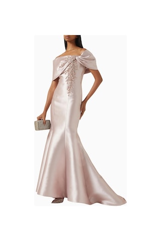 Ac By Aanchal Chanda Crystal - Embellished Gown Kristal Işlemeli Balık Form Maxi Kadın Elbise Pembe