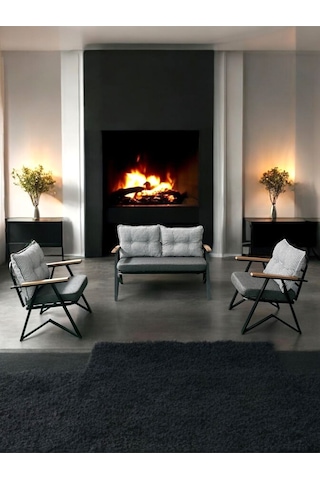 Tu Tienda Melisa 2 1 1 Masa Bahçe Balkon Mobilyası,kazayağı Siyah-Beyaz