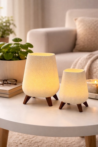 Pilli 2'li Led Mumlu Modern Dekoratif Mini Masaüstü Lambası Sunumluk Ve Masaüstü Dekoratif Işık Beyaz