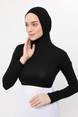 Altobeh Uzun Kollu Boyunluklu Boneli Yarım Body Siyah Çok Renkli