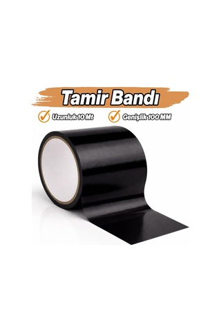 Siyah Tamir Bandı 100 Mm X 10 Mt Yüksek Dayanımlı Su Geçirmez Güçlü Yapışkan Çok Amaçlı Onarım Bandı