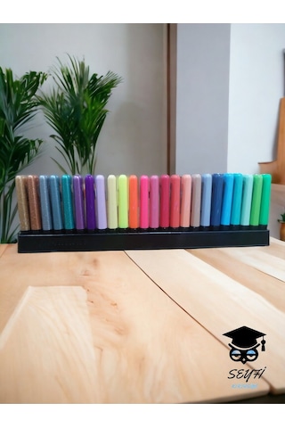 Penmark 24 Renk Plastik Standlı Fosforlu Kalem Seti İşaretleme Kalem Seti Highlighter Çok Renkli