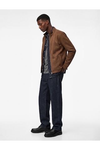 Koton Uzun Kollu Dik Yaka Cepli Fermuarlı Slim Fit Kahverengi Suni Süet Bomber Ceket Bej 6sam20026hw Ekru
