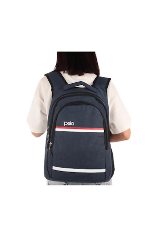 Temel My Polo Sırt Çantası Kırmızı Beyaz Çizgili Lacivert 8860 Lacivert