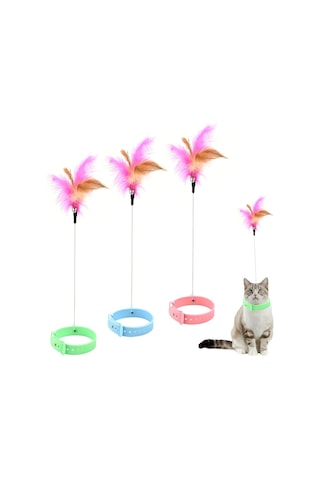 Mucit Home Kedi Boyun Oltası Hareketli Tüylü Ayarlanabilir Kedi Oyuncağı Eğlenceli Tasma