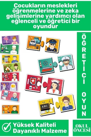 Preschool Eğitici Öğretici Zeka Geliştirici Okul Öncesi Eğlenceli Bağlantı Kurma Oyunu-meslekler