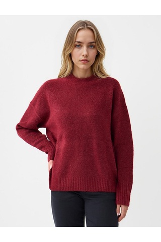 Jimmy Key Jimmy Key Bordo Uzun Kollu Bisiklet Yaka Yün Karışımlı Triko Kazak 5ww134148562