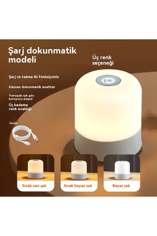 Şarj Atmosfer Gece Lambası Üç Renkli Aydınlatma 3 Renk Şarj Edilebilir