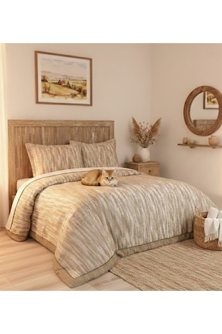 Calantha Home Collection Estella 3 Parça Turuncu Geometrik Pike Takımı 240 X 260 Cm Turuncu