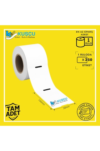 100x38 350'lik Orta Delikli Lamine Karton Raf Etiketi 1 Adet Diğer