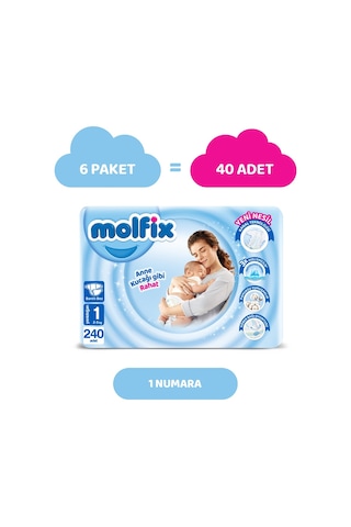 Molfix Bebek Bezi 1 Beden Yenidoğan Mega Avn. Paket 240 Adet 6'lı