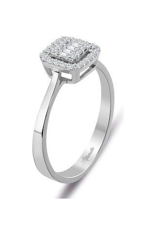 0.25 Ct Modern Tasarım Baget Kare Tektaş Yüzük