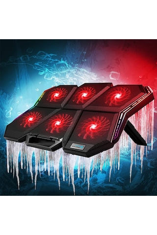 Notebook Soğutucu 6 Fanlı RGB Led'li 7 Kademe - Fan Hız Kontrollü