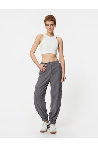 Koton Kargo Jogger Pantolon Cepli Lyocell Kumaş Gri 4sal40039ıw Gri