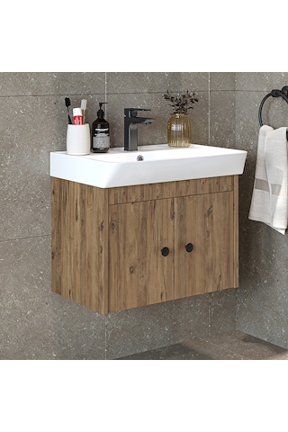 Ada Lavabolu Mat Suntalam Banyo Alt Dolabı 60 Cm Atlantik Çam