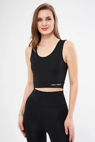 Lesa Wear Halter Yaka Crop Top Spor Sütyeni Siyah