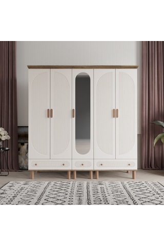 Beenal Furkan 5 Kapaklı Gardırop Dolap  200 CM Atlantik Çam - Aytaşı
