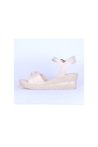 Moda Ayakkabı 149 Ortopedik Kadın 7cm Sandalet Ayakkabı Krem