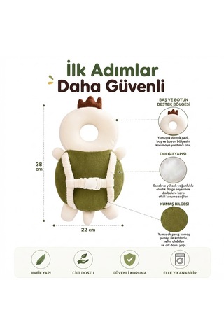 İlk Adım Güvenlik Yastığı Bebek Kafa Koruma Boyun Destek Minderi Kaplumbağ