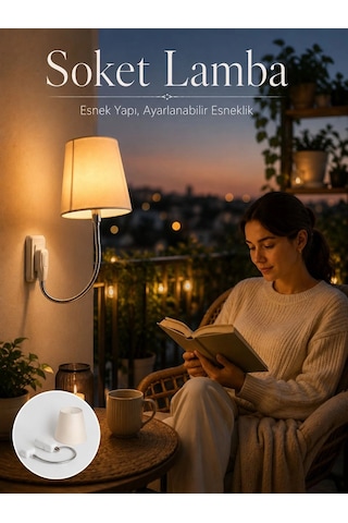 Mey İthalat Priz Lambası Esnek Kollu Yatak Başı Aydınlatma Çok Renkli