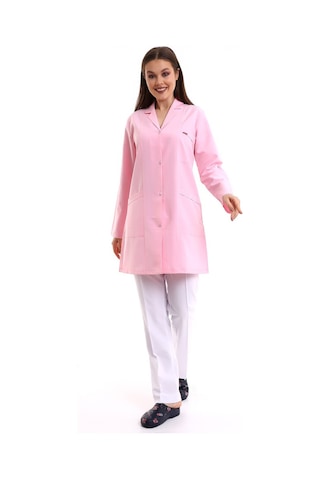 Doktor Öğretmen Kadın Önlük Ara Boy Ceket Yaka - 12 Açık Pembe-6360-12 A.pembe