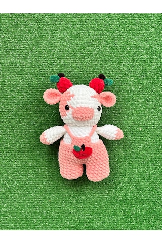 İnek Organik Amigurumi Örgü Oyuncak Pembe