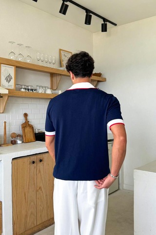 Polo Yaka Triko Regular Tişört Lacivert Lacivert