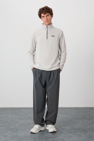 Tommy Life River Taş Dik Yaka Erkek Polar Sweatshirt - 88310 Taş