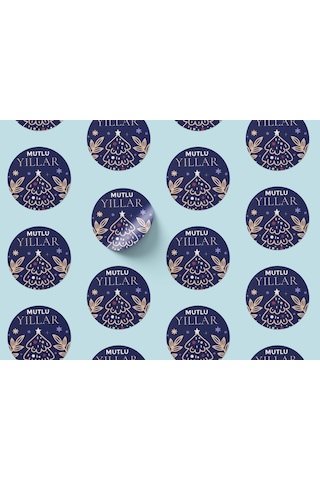 Yılbaşı Çam Temalı Mutlu Yıllar Sticker Seti, Yeni Yıl Hediye&pak Çok Renkli