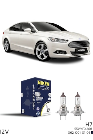 Ford Mondeo 2015-2021 Kısa Far Ampulü H7 Halojen Ampul 12v 55w 2 Adet 3200k Güçlü Net Işık Yasal