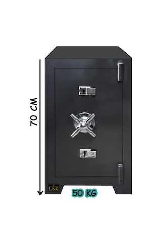 U.S.F Ev ve Ofis Tipi Çelik Çift Anahtarlı Para Kasası 70 CM 50 KG Gri