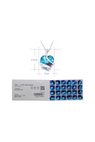Monemel Kristal Taşlı Mavi Kalp Kolye Ve Kupe Set Altın Kaplama N0404set Gümüş