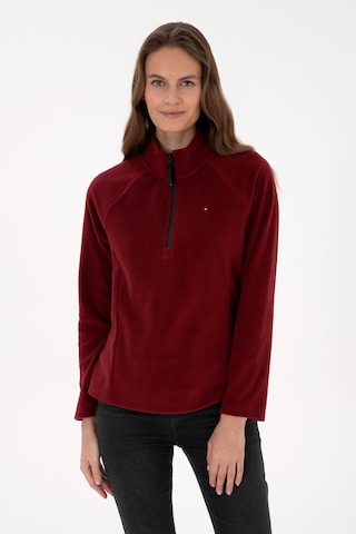 U.S. Polo Assn. Kadın Bordo Fermuarlı Dik Yaka Polar Sweatshirt 50316714-VR014