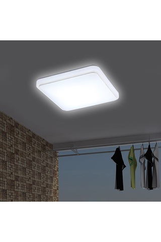 Xindoker 24w Beyaz Işık Led Tavan Lambası, Akrilik Kasa, Gümüş Çizgili Kare, 30x30cm, 220v, Enerji Tasarruflu, Mutfak/balkon/oda Için Aydınlatma Gümüş