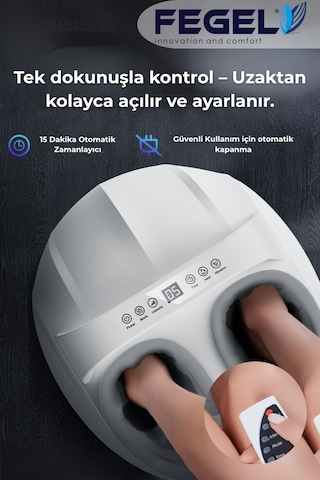 Fg-513 6d Isıtmalı Ayak Masaj Aleti, Derin Yoğurma Ve Hava Basınçlı Kumandalı Masaj Aleti Beyaz