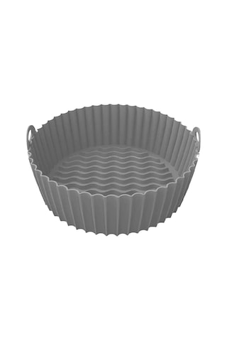 River World 20 CM'lik Gri Renkte Isıya Dayanabilen ve Yıkanabilen Yuvarlak Silikon Airfryer ve Fırın Matı