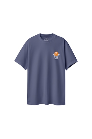 Velvoria Unisex Oversize Relaxed Basketball Baskılı Antrasit Renk T-shirt