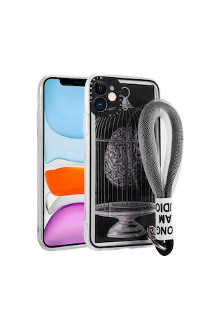 Ardemix Apple iPhone 11 Uyumlu Desenli El Askılı İpli Astana Silikon Kılıf-kafes Kafes