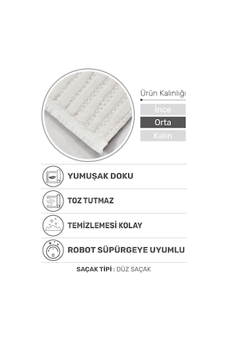 Volora Halı Koleksiyonu Yumuşak Dokulu, Modern İnce Form, Tozumaz Ve Kolay Temizlenebilir Krem - Beyaz