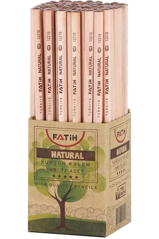 Fatih 12210 Natural Köşeli Mercanlı Kurşun Kalem Hb - 72 Adet Siyah