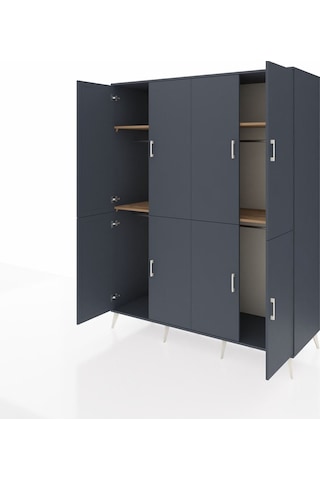 Kronos Gardrop 4 Raflı 8 Kapaklı 4 Askılı 176x59x221 Antrasit-antrasit/çam Antrasit/çam