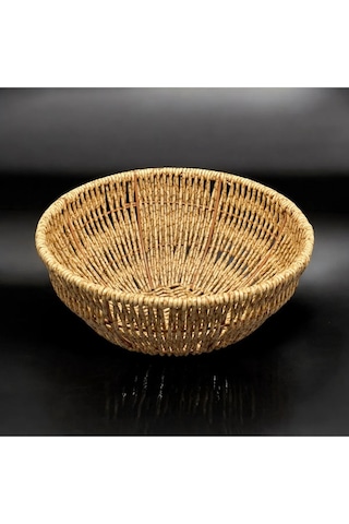 Yuvarlak Hasır Servis Sunumluk Sepet Organizer Düzenleyici Ekmekl Hasır