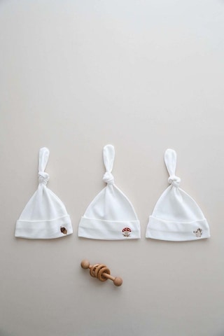 3lü Yenidoğan Nakışlı Şapka Model 1 Beyaz