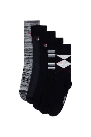 U.S. Polo Assn. Erkek 5'lı Paket Siyah Çorap Geus 40-44