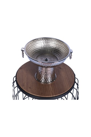 Yapay Çiçek Sitesi Metal Dekoratif Ayaklı Sunumluk Çiçeklik Küpeli Gümüş 19 Cm Gümüş
